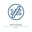 © VectorStockDesign - Not equal icon. Linear vector illustration from math symbols collection. Outline not equal icon vector. Thin line symbol for use on web and mobile apps, logo, print media.