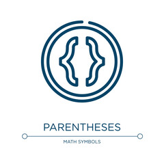 Poster - Parentheses icon. Linear vector illustration from math symbols collection. Outline parentheses icon vector. Thin line symbol for use on web and mobile apps, logo, print media.