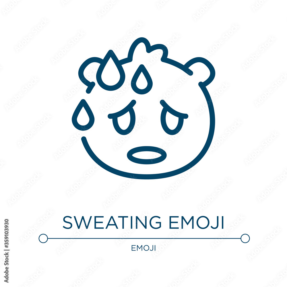 Sweating emoji icon. Linear vector illustration from emoji collection ...