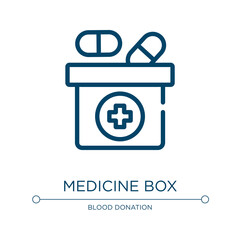 Poster - Medicine box icon. Linear vector illustration from medical collection. Outline medicine box icon vector. Thin line symbol for use on web and mobile apps, logo, print media.
