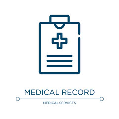 Fototapete - Medical record icon. Linear vector illustration from dentist collection. Outline medical record icon vector. Thin line symbol for use on web and mobile apps, logo, print media.