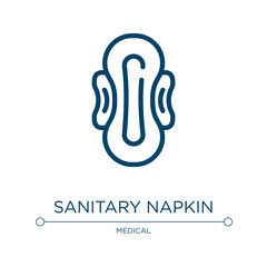 Aufkleber - Sanitary napkin icon. Linear vector illustration from hygiene routine collection. Outline sanitary napkin icon vector. Thin line symbol for use on web and mobile apps, logo, print media.