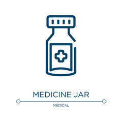 Aufkleber - Medicine jar icon. Linear vector illustration from medical collection. Outline medicine jar icon vector. Thin line symbol for use on web and mobile apps, logo, print media.