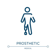 Poster - prosthetic icon. linear vector illustration from disabled people collection. outline prosthetic icon