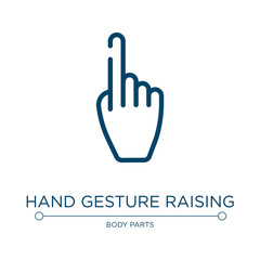 Aufkleber - Hand gesture raising the index finger icon. Linear vector illustration from body parts collection. Outline hand gesture raising the index finger icon vector. Thin line symbol for use on web and mobile