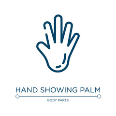 Aufkleber - Hand showing palm icon. Linear vector illustration from body parts collection. Outline hand showing palm icon vector. Thin line symbol for use on web and mobile apps, logo, print media.
