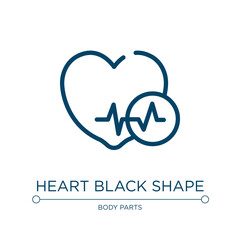 Aufkleber - Heart black shape icon. Linear vector illustration from medical icons collection. Outline heart black shape icon vector. Thin line symbol for use on web and mobile apps, logo, print media.