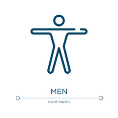 Men silhouette icon. Linear vector illustration from medical icons collection. Outline men silhouette icon vector. Thin line symbol for use on web and mobile apps, logo, print media.