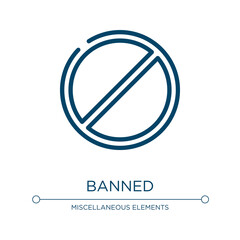 Poster - Banned icon. Linear vector illustration from marketing & seo collection. Outline banned icon vector. Thin line symbol for use on web and mobile apps, logo, print media.