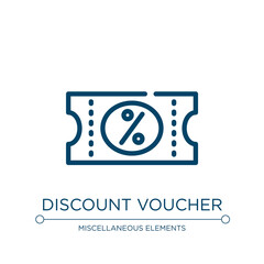 Aufkleber - Discount voucher icon. Linear vector illustration from advertisement collection. Outline discount voucher icon vector. Thin line symbol for use on web and mobile apps, logo, print media.