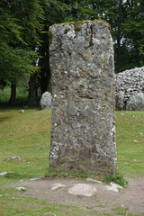 Wall Mural - A standing stone at Balnuaran of Clava, east of Inverness, in the Highlands of Scotland. The site includes three circular Bronze-Age burial chambers.