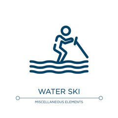 Poster - Water ski icon. Linear vector illustration from sports collection. Outline water ski icon vector. Thin line symbol for use on web and mobile apps, logo, print media.