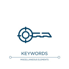 Poster - Keywords icon. Linear vector illustration from seo and online marketing collection. Outline keywords icon vector. Thin line symbol for use on web and mobile apps, logo, print media.