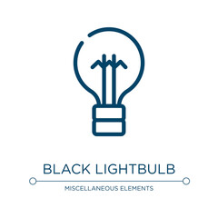 Poster - Black lightbulb icon. Linear vector illustration from business pack collection. Outline black lightbulb icon vector. Thin line symbol for use on web and mobile apps, logo, print media.