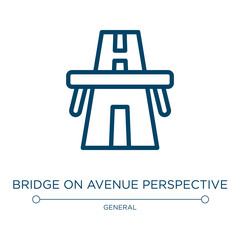 Poster - Bridge on avenue perspective icon. Linear vector illustration from general collection. Outline bridge on avenue perspective icon vector. Thin line symbol for use on web and mobile apps, logo, print