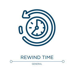 Poster - Rewind time icon. Linear vector illustration from general collection. Outline rewind time icon vector. Thin line symbol for use on web and mobile apps, logo, print media.