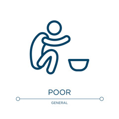 Poster - Poor icon. Linear vector illustration from general collection. Outline poor icon vector. Thin line symbol for use on web and mobile apps, logo, print media.