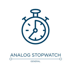 Poster - Analog stopwatch icon. Linear vector illustration from general collection. Outline analog stopwatch icon vector. Thin line symbol for use on web and mobile apps, logo, print media.