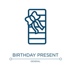 Aufkleber - Birthday present icon. Linear vector illustration from general collection. Outline birthday present icon vector. Thin line symbol for use on web and mobile apps, logo, print media.