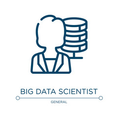 Poster - Big data scientist icon. Linear vector illustration from general collection. Outline big data scientist icon vector. Thin line symbol for use on web and mobile apps, logo, print media.
