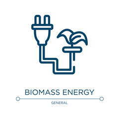 Poster - Biomass energy icon. Linear vector illustration from general collection. Outline biomass energy icon vector. Thin line symbol for use on web and mobile apps, logo, print media.