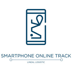 Poster - Smartphone online track icon. Linear vector illustration from lineal logistic collection. Outline smartphone online track icon vector. Thin line symbol for use on web and mobile apps, logo, print