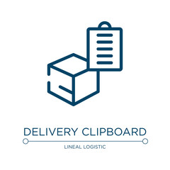 Aufkleber - Delivery clipboard icon. Linear vector illustration from lineal logistic collection. Outline delivery clipboard icon vector. Thin line symbol for use on web and mobile apps, logo, print media.