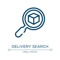Aufkleber - Delivery search icon. Linear vector illustration from lineal logistic collection. Outline delivery search icon vector. Thin line symbol for use on web and mobile apps, logo, print media.