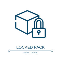 Poster - Locked pack icon. Linear vector illustration from lineal logistic collection. Outline locked pack icon vector. Thin line symbol for use on web and mobile apps, logo, print media.