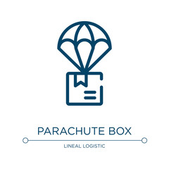 Poster - Parachute box icon. Linear vector illustration from logistic delivery instructions collection. Outline parachute box icon vector. Thin line symbol for use on web and mobile apps, logo, print media.