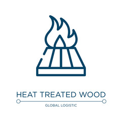 Poster - Heat treated wood icon. Linear vector illustration from logistics collection. Outline heat treated wood icon vector. Thin line symbol for use on web and mobile apps, logo, print media.