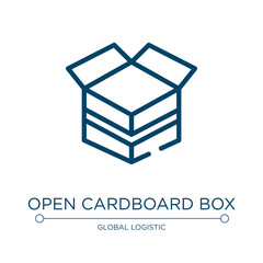Poster - Open cardboard box icon. Linear vector illustration from boxes collection. Outline open cardboard box icon vector. Thin line symbol for use on web and mobile apps, logo, print media.