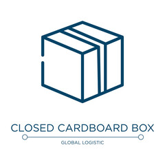 Poster - Closed cardboard box icon. Linear vector illustration from boxes collection. Outline closed cardboard box icon vector. Thin line symbol for use on web and mobile apps, logo, print media.