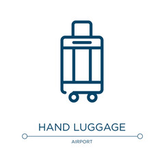Aufkleber - Hand luggage icon. Linear vector illustration from airport collection. Outline hand luggage icon vector. Thin line symbol for use on web and mobile apps, logo, print media.