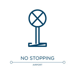 Aufkleber - No stopping icon. Linear vector illustration from parking collection. Outline no stopping icon vector. Thin line symbol for use on web and mobile apps, logo, print media.