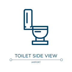 Poster - Toilet side view icon. Linear vector illustration from poi public places collection. Outline toilet side view icon vector. Thin line symbol for use on web and mobile apps, logo, print media.