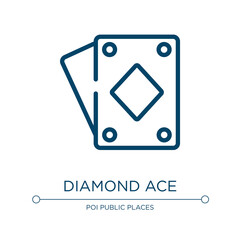 Poster - Diamond ace icon. Linear vector illustration from poi public places collection. Outline diamond ace icon vector. Thin line symbol for use on web and mobile apps, logo, print media.