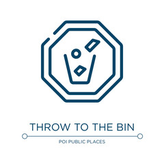 Poster - Throw to the bin icon. Linear vector illustration from indications collection. Outline throw to the bin icon vector. Thin line symbol for use on web and mobile apps, logo, print media.