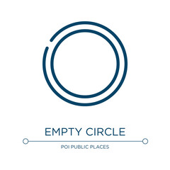 Poster - Empty circle icon. Linear vector illustration from laundry instructions collection. Outline empty circle icon vector. Thin line symbol for use on web and mobile apps, logo, print media.