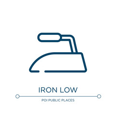 Aufkleber - Iron low icon. Linear vector illustration from laundry instructions collection. Outline iron low icon vector. Thin line symbol for use on web and mobile apps, logo, print media.
