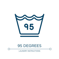Poster - 95 degrees icon. Linear vector illustration from laundry instructions collection. Outline 95 degrees icon vector. Thin line symbol for use on web and mobile apps, logo, print media.