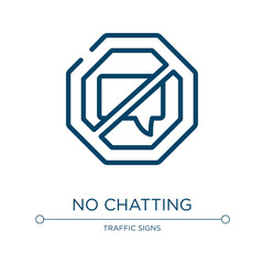 Poster - No chatting icon. Linear vector illustration from signal and prohibitions collection. Outline no chatting icon vector. Thin line symbol for use on web and mobile apps, logo, print media.