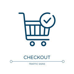 Poster - Checkout icon. Linear vector illustration from black friday collection. Outline checkout icon vector. Thin line symbol for use on web and mobile apps, logo, print media.