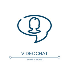 Aufkleber - Videochat icon. Linear vector illustration from communication and connectivity collection. Outline videochat icon vector. Thin line symbol for use on web and mobile apps, logo, print media.