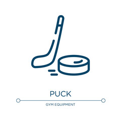 Poster - Puck icon. Linear vector illustration from winter sports collection. Outline puck icon vector. Thin line symbol for use on web and mobile apps, logo, print media.