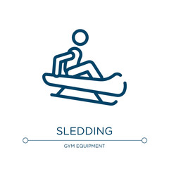 Poster - Sledding icon. Linear vector illustration from adventure sports collection. Outline sledding icon vector. Thin line symbol for use on web and mobile apps, logo, print media.