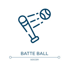 Aufkleber - battered ball icon. linear vector illustration from baseball collection. outline battered ball icon 