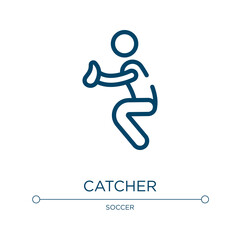 Poster - Catcher icon. Linear vector illustration from baseball collection. Outline catcher icon vector. Thin line symbol for use on web and mobile apps, logo, print media.