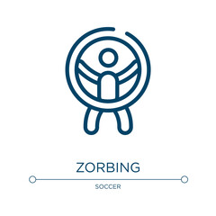 Poster - Zorbing icon. Linear vector illustration from x treme collection. Outline zorbing icon vector. Thin line symbol for use on web and mobile apps, logo, print media.