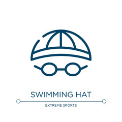 Poster - Swimming hat icon. Linear vector illustration from sports collection. Outline swimming hat icon vector. Thin line symbol for use on web and mobile apps, logo, print media.